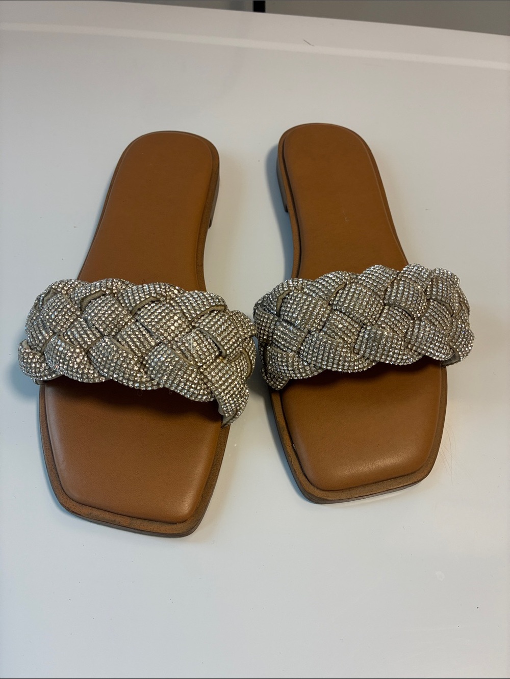 Sincerely Jill’s Women's Braided Crystal Slide Sandals - gold tone size 10 M